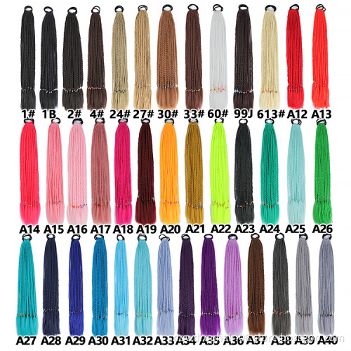 Julianna 24inch Rainbow Rope Ponytail Braids Synthetic Ombre Box Braiding hair Accessories Rubber Band Hair Braids